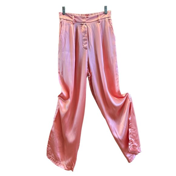 Forte Forte Satin-Finish Wide-Leg Trousers, Peach, Size 4 US, 40 IT - Picture 5 of 13
